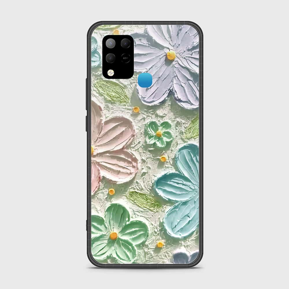 Infinix Hot 10s Cover - Floral Series - Design 15 - Blue & Green - HQ Ultra Shine Premium Infinity Glass Soft Silicon Borders Case