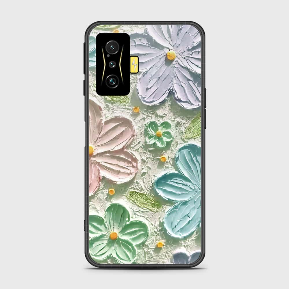 Xiaomi Poco F4 GT Cover - Floral Series - Design 15 - Blue & Green - HQ Ultra Shine Premium Infinity Glass Soft Silicon Borders Case