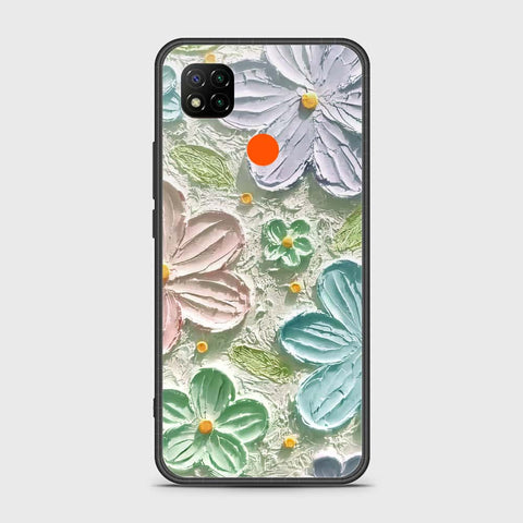 Xiaomi Redmi 9C Cover - Floral Series - Design 15 - Blue & Green - HQ Ultra Shine Premium Infinity Glass Soft Silicon Borders Case