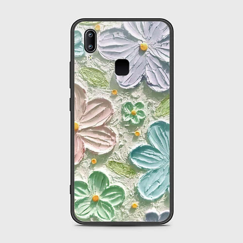 Vivo V9 / V9 Youth Cover - Floral Series - Design 15 - Blue & Green - HQ Ultra Shine Premium Infinity Glass Soft Silicon Borders Case