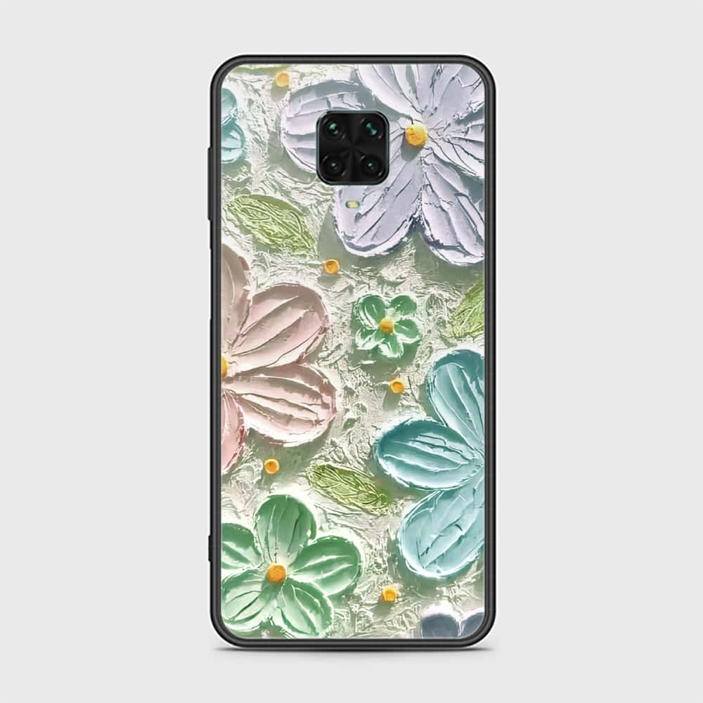 Xiaomi Redmi Note 9 Pro Cover - Floral Series - Design 15 - Blue & Green - HQ Ultra Shine Premium Infinity Glass Soft Silicon Borders Case