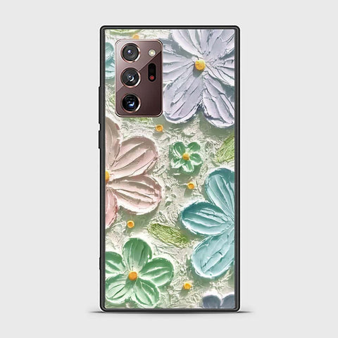 Samsung Galaxy Note 20 Ultra Cover - Floral Series - Design 15 - Blue & Green - HQ Ultra Shine Premium Infinity Glass Soft Silicon Borders Case