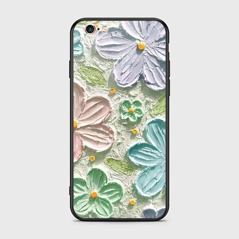 iPhone 6S / 6 Cover - Floral Series - Design 15 - Blue & Green - HQ Ultra Shine Premium Infinity Glass Soft Silicon Borders Case