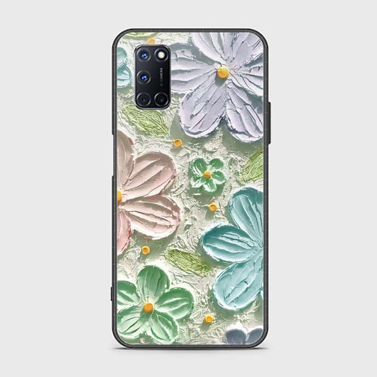 Oppo A72 Cover - Floral Series - Design 15 - Blue & Green - HQ Ultra Shine Premium Infinity Glass Soft Silicon Borders Case