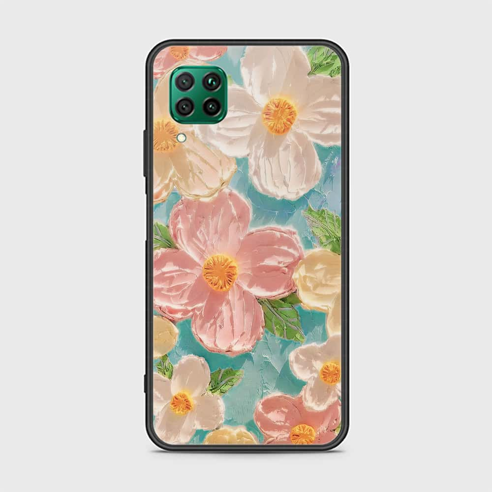 Huawei Nova 7i Cover - Floral Series - Design 16 - Cyan & Pink - HQ Ultra Shine Premium Infinity Glass Soft Silicon Borders Case