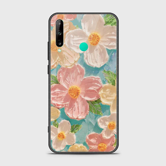 Huawei P40 Lite E Cover - Floral Series - Design 16 - Cyan & Pink - HQ Ultra Shine Premium Infinity Glass Soft Silicon Borders Case