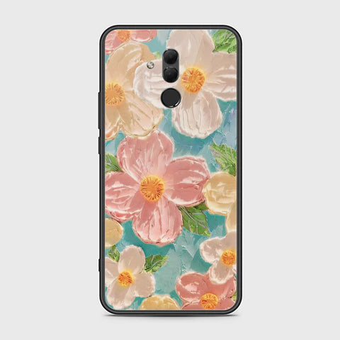 Huawei Mate 20 Lite Cover - Floral Series - Design 16 - Cyan & Pink - HQ Ultra Shine Premium Infinity Glass Soft Silicon Borders Case