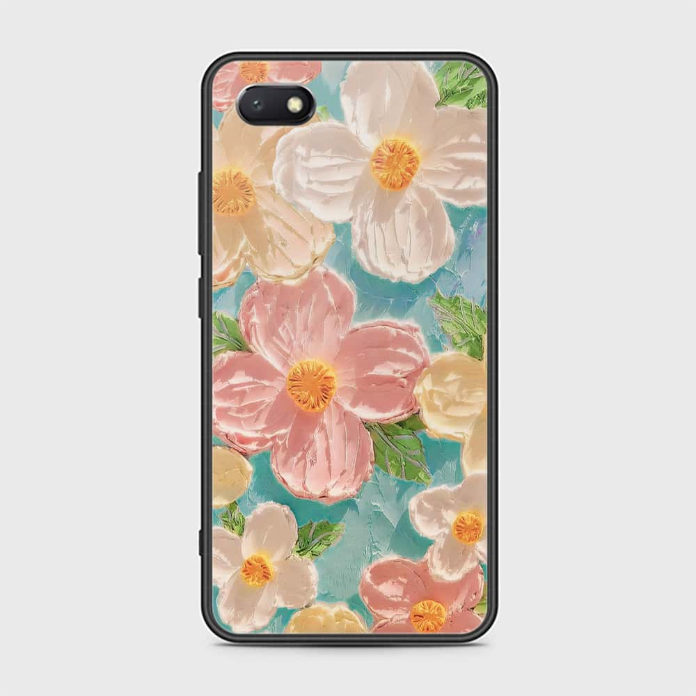 Y5 2018 Cover - Floral Series - Design 16 - Cyan & Pink - HQ Ultra Shine Premium Infinity Glass Soft Silicon Borders Case