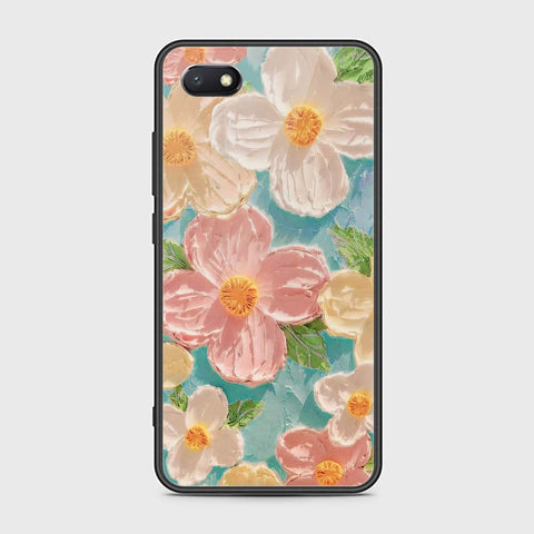 Huawei Y5 Prime 2018 Cover - Floral Series - Design 16 - Cyan & Pink - HQ Ultra Shine Premium Infinity Glass Soft Silicon Borders Case