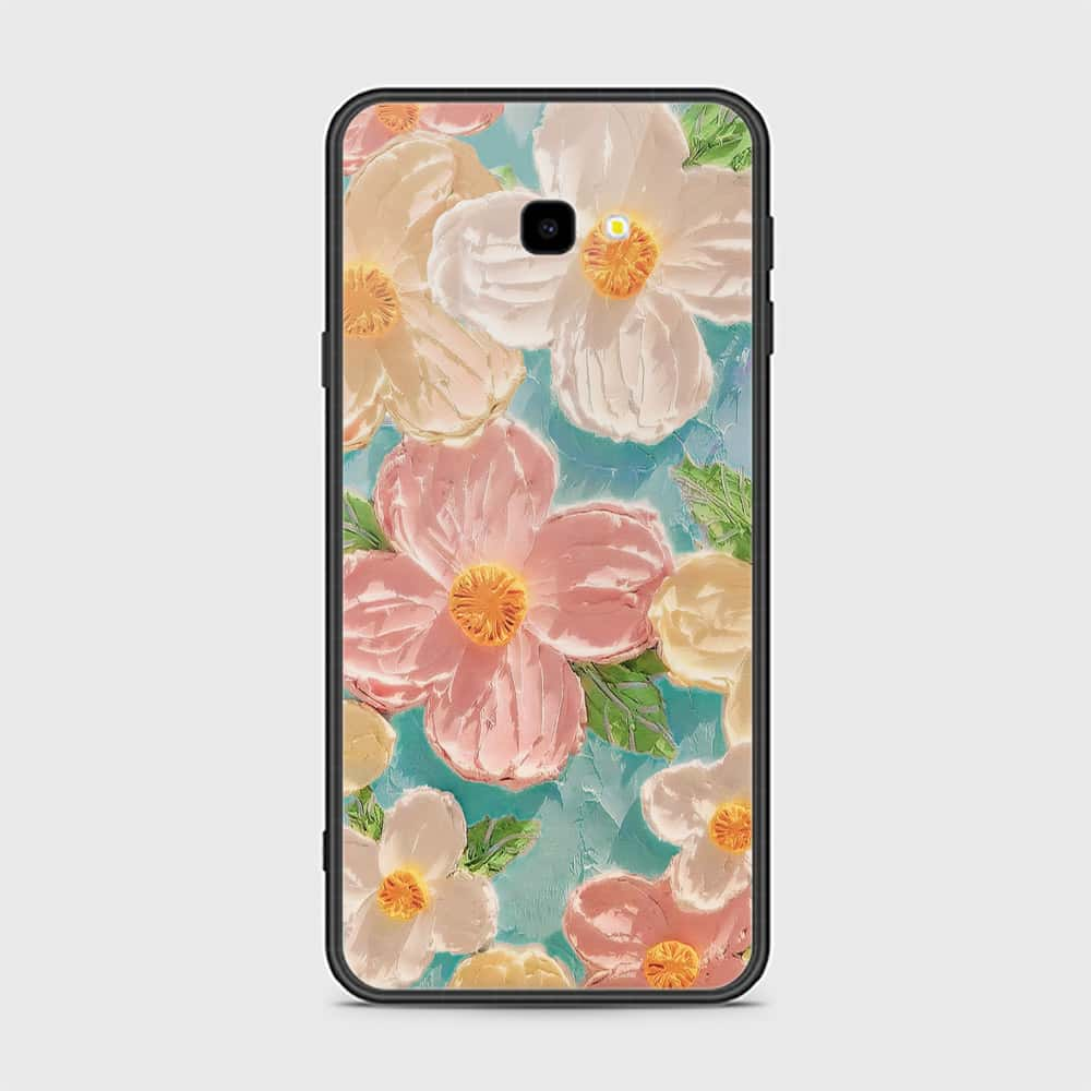 Samsung Galaxy J4 Plus Cover - Floral Series - Design 16 - Cyan & Pink - HQ Ultra Shine Premium Infinity Glass Soft Silicon Borders Case