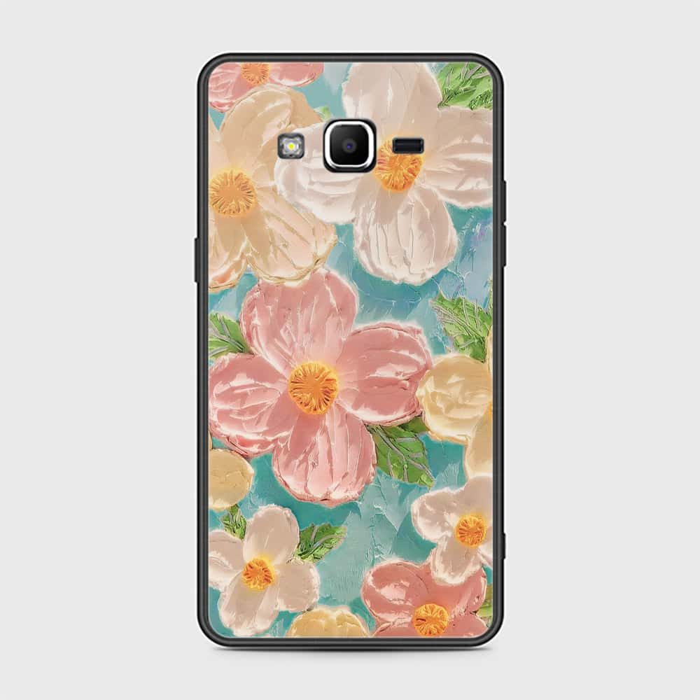 Samsung Galaxy J2 Prime Cover - Floral Series - Design 16 - Cyan & Pink - HQ Ultra Shine Premium Infinity Glass Soft Silicon Borders Case