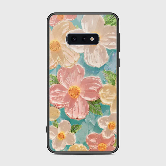 Samsung Galaxy S10e Cover - Floral Series - Design 16 - Cyan & Pink - HQ Ultra Shine Premium Infinity Glass Soft Silicon Borders Case