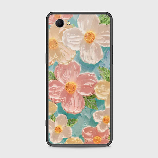 Oppo A3 Cover - Floral Series - Design 16 - Cyan & Pink - HQ Ultra Shine Premium Infinity Glass Soft Silicon Borders Case