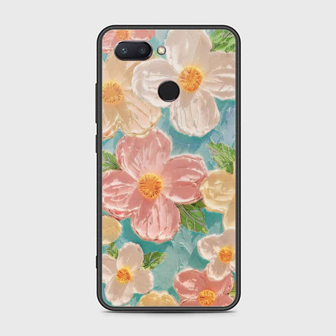 Xiaomi Mi 8 Lite Cover - Floral Series - Design 16 - Cyan & Pink - HQ Ultra Shine Premium Infinity Glass Soft Silicon Borders Case