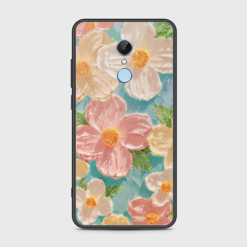 Xiaomi Redmi Note 5 Cover - Floral Series - Design 16 - Cyan & Pink - HQ Ultra Shine Premium Infinity Glass Soft Silicon Borders Case