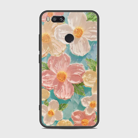 Xiaomi Redmi A1 Cover - Floral Series - Design 16 - Cyan & Pink - HQ Ultra Shine Premium Infinity Glass Soft Silicon Borders Case