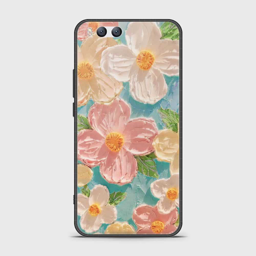 Xiaomi Mi 6 Cover - Floral Series - Design 16 - Cyan & Pink - HQ Ultra Shine Premium Infinity Glass Soft Silicon Borders Case