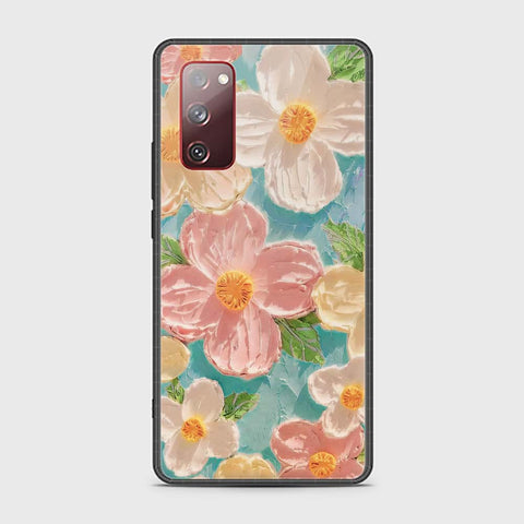 Samsung Galaxy S20 FE Cover - Floral Series - Design 16 - Cyan & Pink - HQ Ultra Shine Premium Infinity Glass Soft Silicon Borders Case