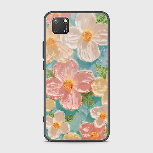 Honor 9S Cover - Floral Series - Design 16 - Cyan & Pink - HQ Ultra Shine Premium Infinity Glass Soft Silicon Borders Case