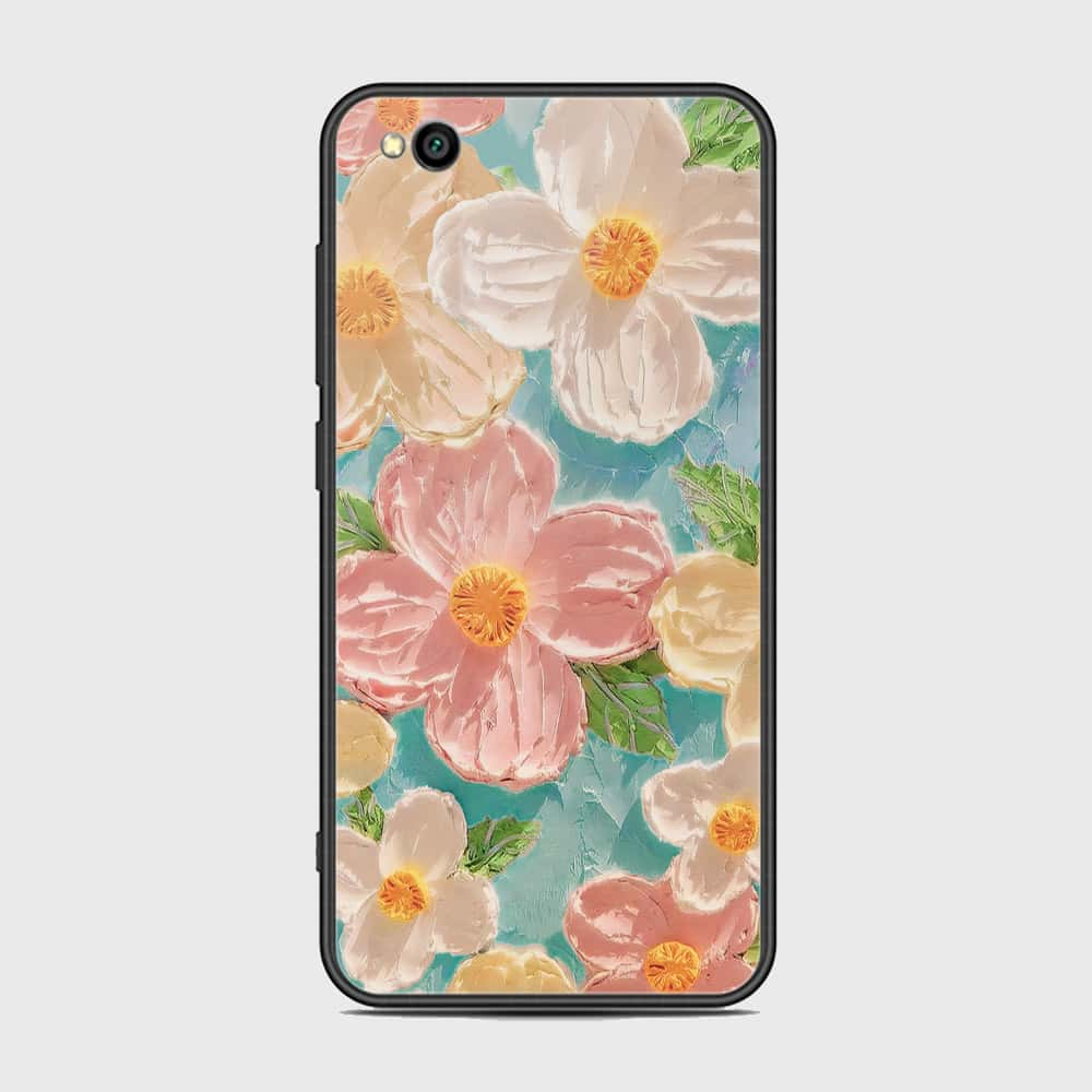 Xiaomi Redmi Go Cover - Floral Series - Design 16 - Cyan & Pink - HQ Ultra Shine Premium Infinity Glass Soft Silicon Borders Case