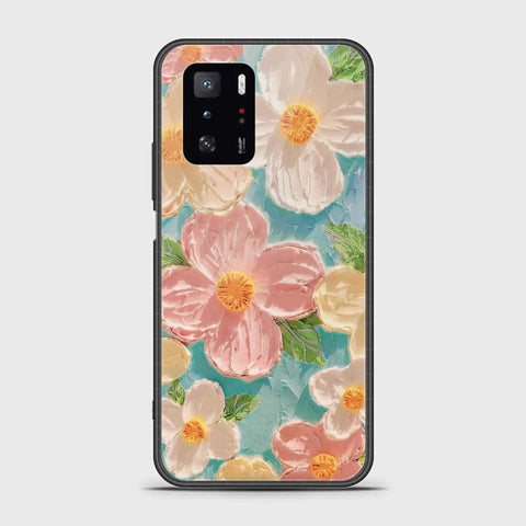 Xiaomi Poco X3 GT Cover - Floral Series - Design 16 - Cyan & Pink - HQ Ultra Shine Premium Infinity Glass Soft Silicon Borders Case