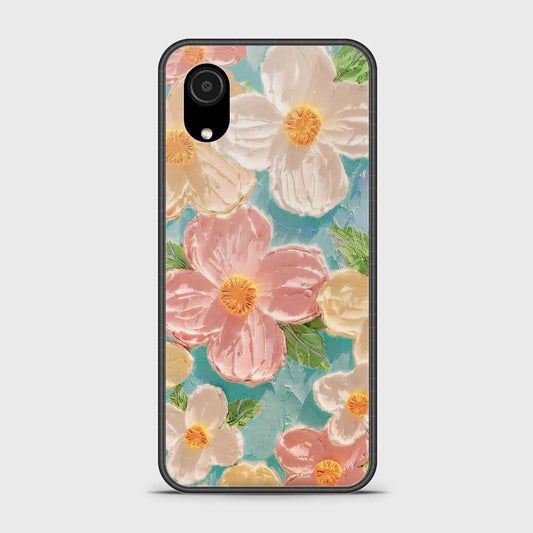 Samsung Galaxy A03 Core Cover - Floral Series - Design 16 - Cyan & Pink - HQ Ultra Shine Premium Infinity Glass Soft Silicon Borders Case