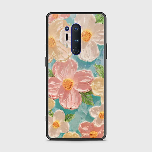 OnePlus 8 Pro Cover - Floral Series - Design 16 - Cyan & Pink - HQ Ultra Shine Premium Infinity Glass Soft Silicon Borders Case