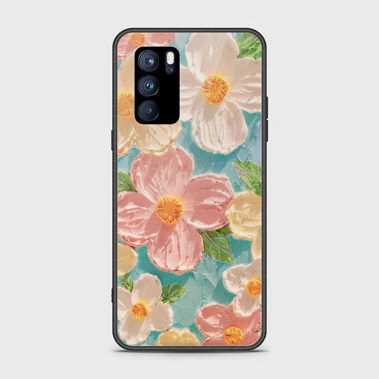 Oppo Reno 6 Pro 5G Cover - Floral Series - Design 16 - Cyan & Pink - HQ Ultra Shine Premium Infinity Glass Soft Silicon Borders Case