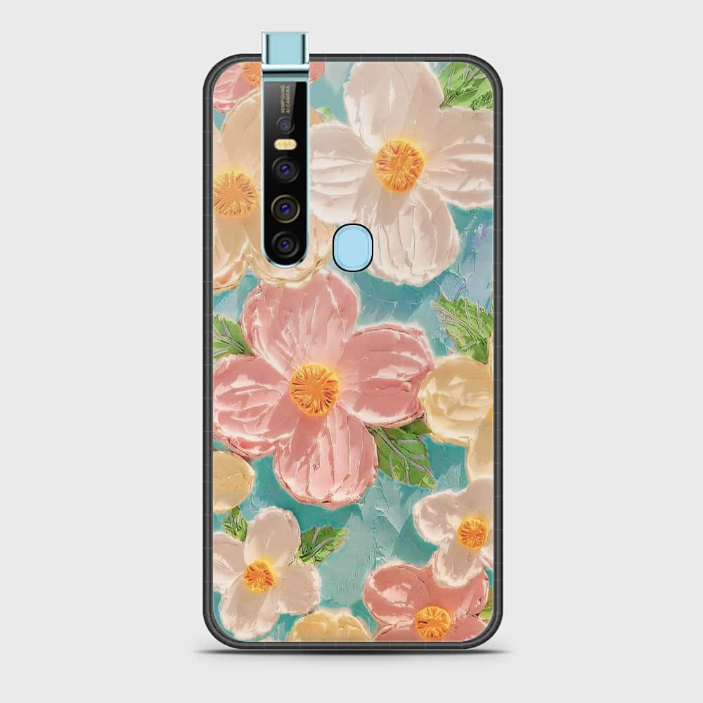 Tecno Camon 15 Pro Cover - Floral Series - Design 16 - Cyan & Pink - HQ Ultra Shine Premium Infinity Glass Soft Silicon Borders Case