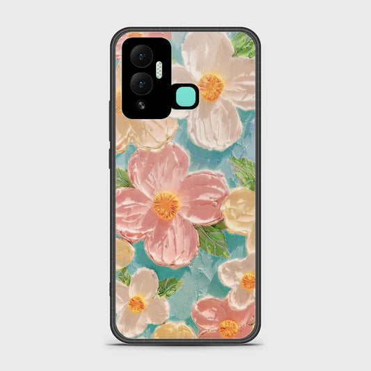 Infinix Hot 12i Cover - Floral Series - Design 16 - Cyan & Pink - HQ Ultra Shine Premium Infinity Glass Soft Silicon Borders Case