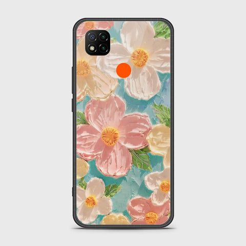 Xiaomi Redmi 9C Cover - Floral Series - Design 16 - Cyan & Pink - HQ Ultra Shine Premium Infinity Glass Soft Silicon Borders Case