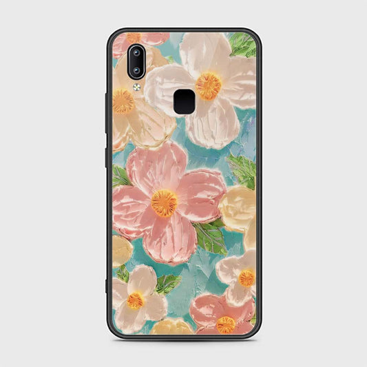 Vivo V9 / V9 Youth Cover - Floral Series - Design 16 - Cyan & Pink - HQ Ultra Shine Premium Infinity Glass Soft Silicon Borders Case