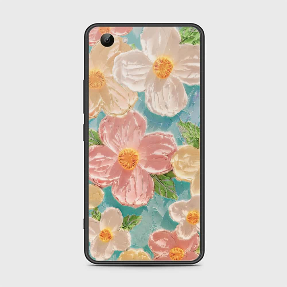 Vivo Y83 Cover - Floral Series - Design 16 - Cyan & Pink - HQ Ultra Shine Premium Infinity Glass Soft Silicon Borders Case