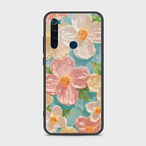 Xiaomi Redmi Note 8 Cover - Floral Series - Design 16 - Cyan & Pink - HQ Ultra Shine Premium Infinity Glass Soft Silicon Borders Case