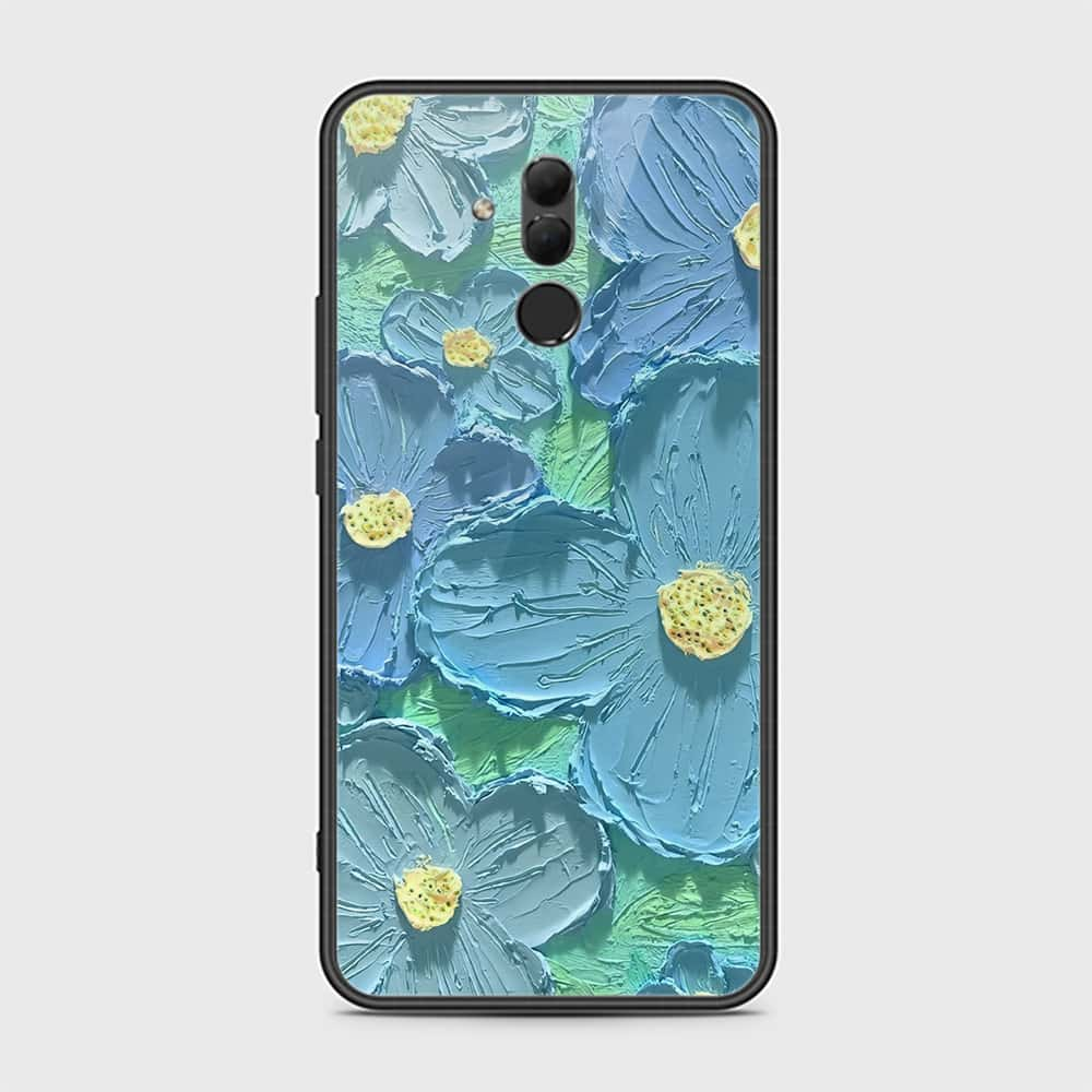 Huawei Mate 20 Lite Cover - Floral Series - Design 1 - Purple & Aqua - HQ Ultra Shine Premium Infinity Glass Soft Silicon Borders Case