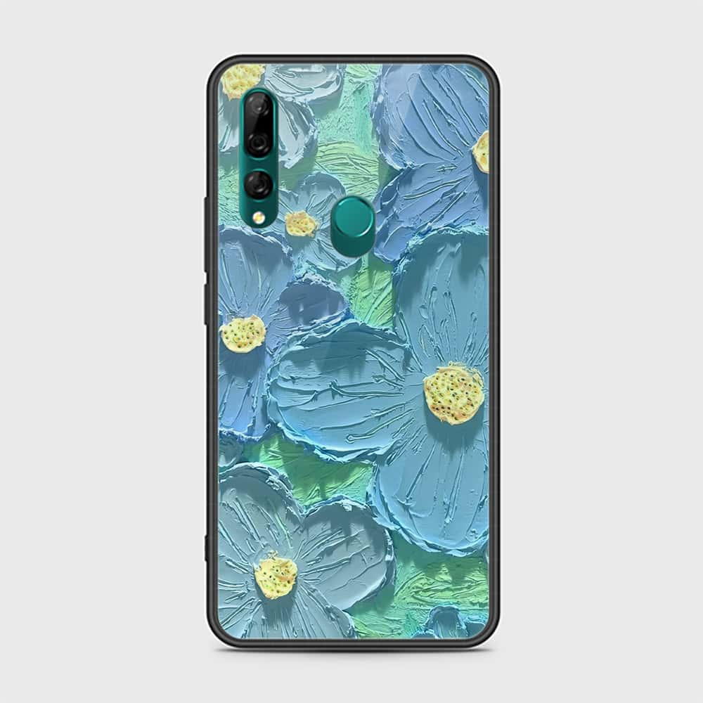 Huawei Y9 Prime 2019 Cover - Floral Series - Design 1 - Purple & Aqua - HQ Ultra Shine Premium Infinity Glass Soft Silicon Borders Case