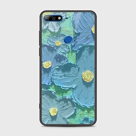 Y7 2018 Cover - Floral Series - Design 1 - Purple & Aqua - HQ Ultra Shine Premium Infinity Glass Soft Silicon Borders Case