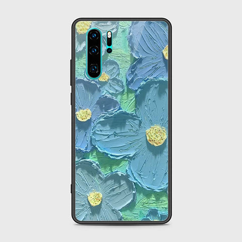 Huawei P30 Pro Cover - Floral Series - Design 1 - Purple & Aqua - HQ Ultra Shine Premium Infinity Glass Soft Silicon Borders Case