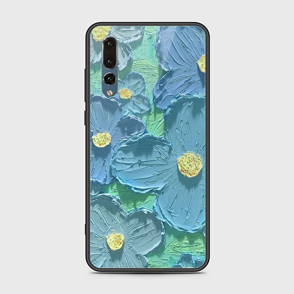 Huawei P20 Pro Cover - Floral Series - Design 1 - Purple & Aqua - HQ Ultra Shine Premium Infinity Glass Soft Silicon Borders Case