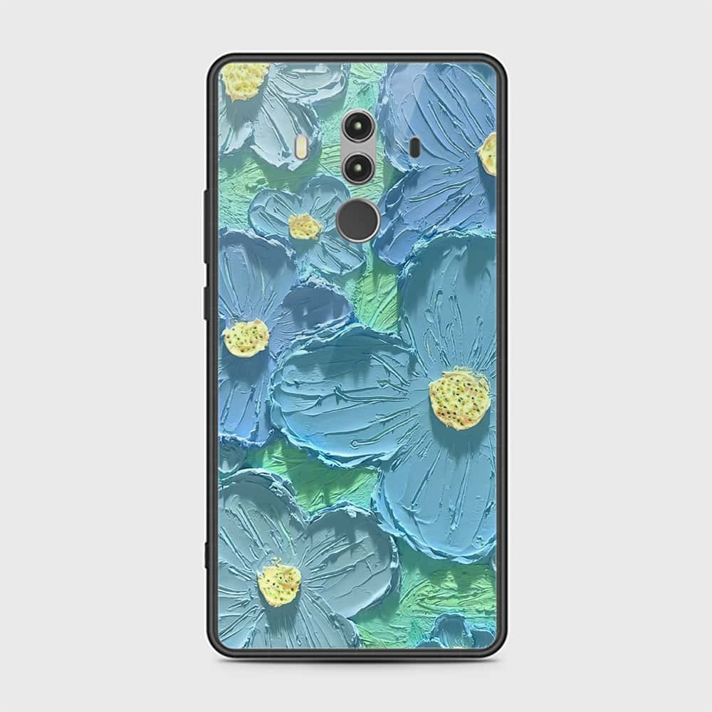 Huawei Mate 10 Pro Cover - Floral Series - Design 1 - Purple & Aqua - HQ Ultra Shine Premium Infinity Glass Soft Silicon Borders Case