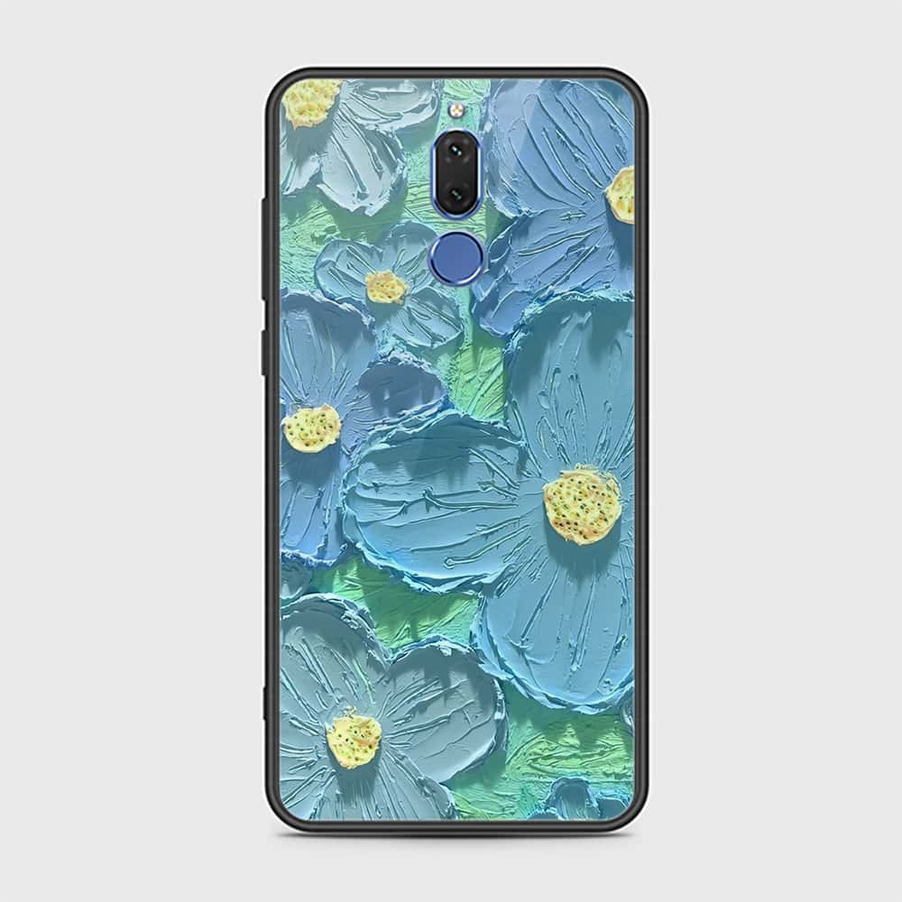 Huawei Mate 10 Lite Cover - Floral Series - Design 1 - Purple & Aqua - HQ Ultra Shine Premium Infinity Glass Soft Silicon Borders Case