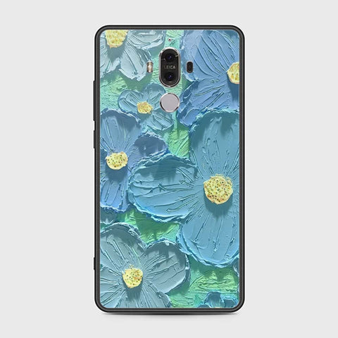 Huawei Mate 9 Cover - Floral Series - Design 1 - Purple & Aqua - HQ Ultra Shine Premium Infinity Glass Soft Silicon Borders Case