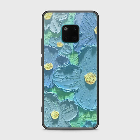 Huawei Mate 20 Pro Cover - Floral Series - Design 1 - Purple & Aqua - HQ Ultra Shine Premium Infinity Glass Soft Silicon Borders Case