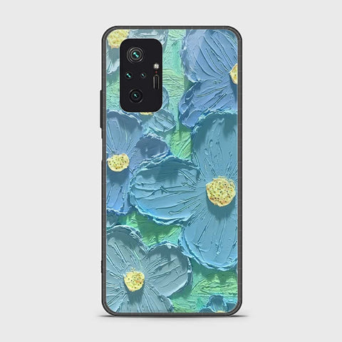 Xiaomi Redmi Note 10 Pro 4G Cover - Floral Series - Design 1 - Purple & Aqua - HQ Ultra Shine Premium Infinity Glass Soft Silicon Borders Case