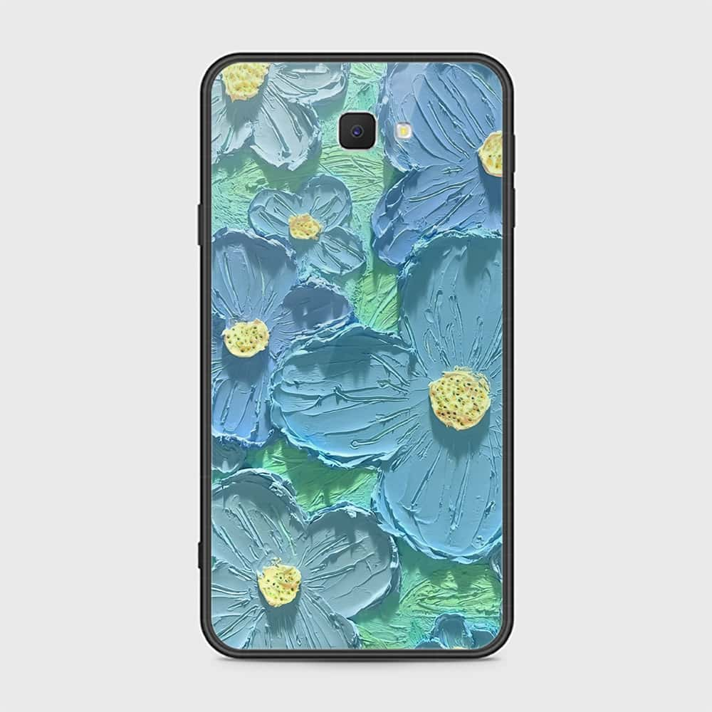 Samsung Galaxy J7 Prime Cover - Floral Series - Design 1 - Purple & Aqua - HQ Ultra Shine Premium Infinity Glass Soft Silicon Borders Case