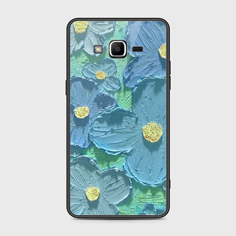 Samsung Galaxy J2 Prime Cover - Floral Series - Design 1 - Purple & Aqua - HQ Ultra Shine Premium Infinity Glass Soft Silicon Borders Case