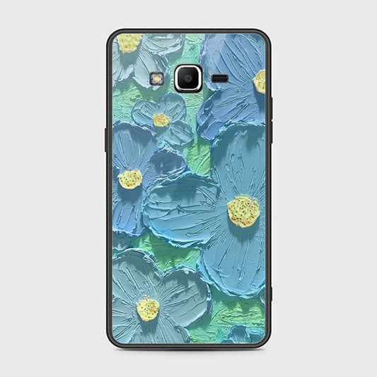 Samsung Galaxy Grand Prime Cover - Floral Series - Design 1 - Purple & Aqua - HQ Ultra Shine Premium Infinity Glass Soft Silicon Borders Case