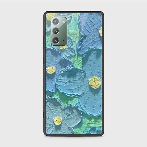 Samsung Galaxy Note 20 Cover - Floral Series - Design 1 - Purple & Aqua - HQ Ultra Shine Premium Infinity Glass Soft Silicon Borders Case