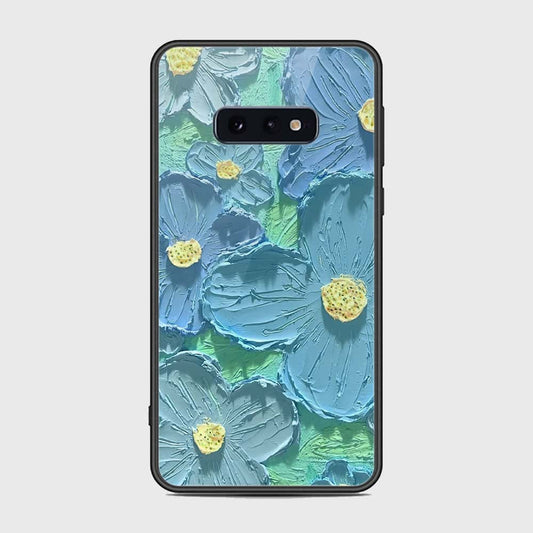 Samsung Galaxy S10e Cover - Floral Series - Design 1 - Purple & Aqua - HQ Ultra Shine Premium Infinity Glass Soft Silicon Borders Case