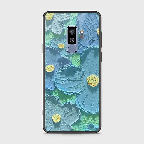 Samsung Galaxy S9 Plus Cover - Floral Series - Design 1 - Purple & Aqua - HQ Ultra Shine Premium Infinity Glass Soft Silicon Borders Case